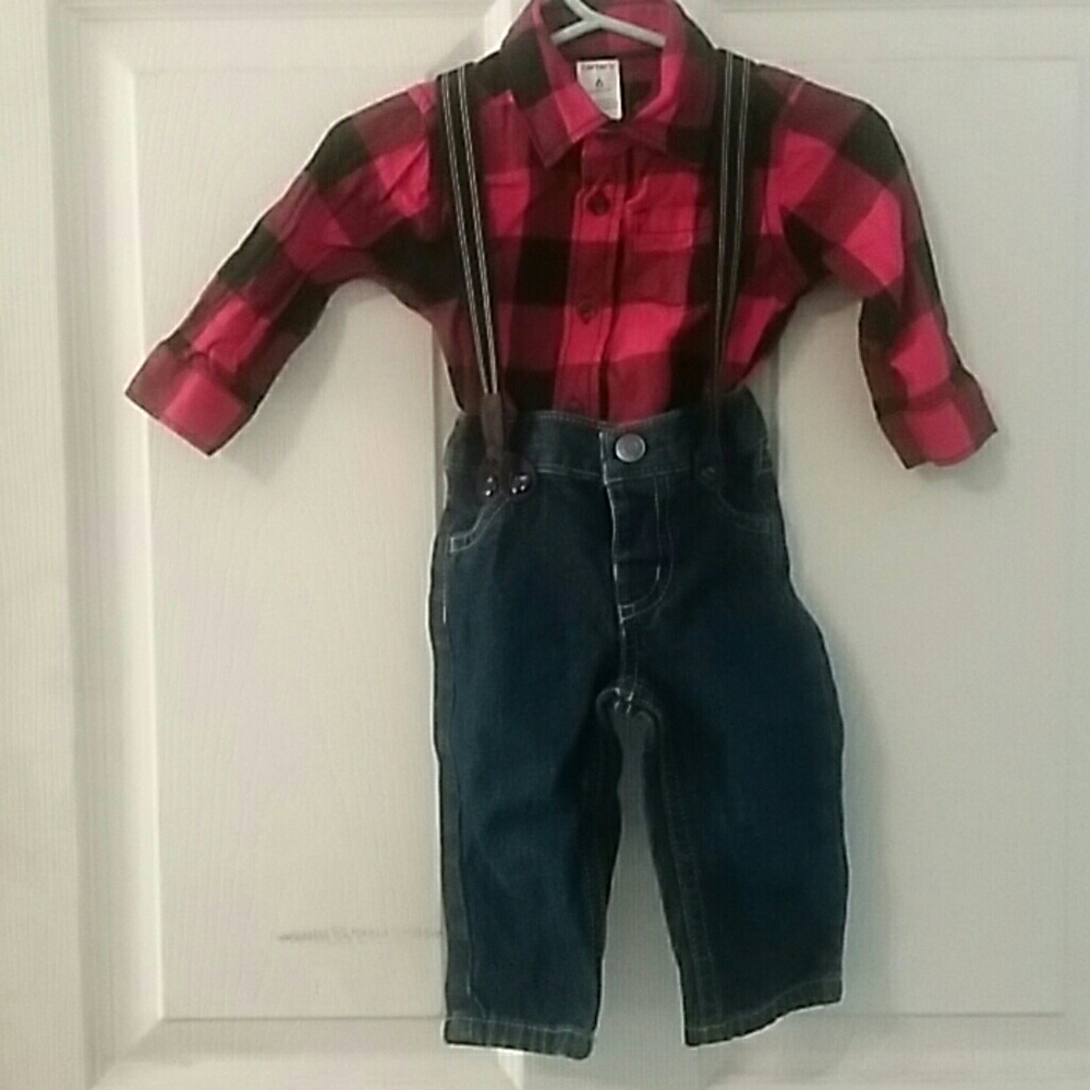 Carter's Plaid Bodysuit & Pants with Su